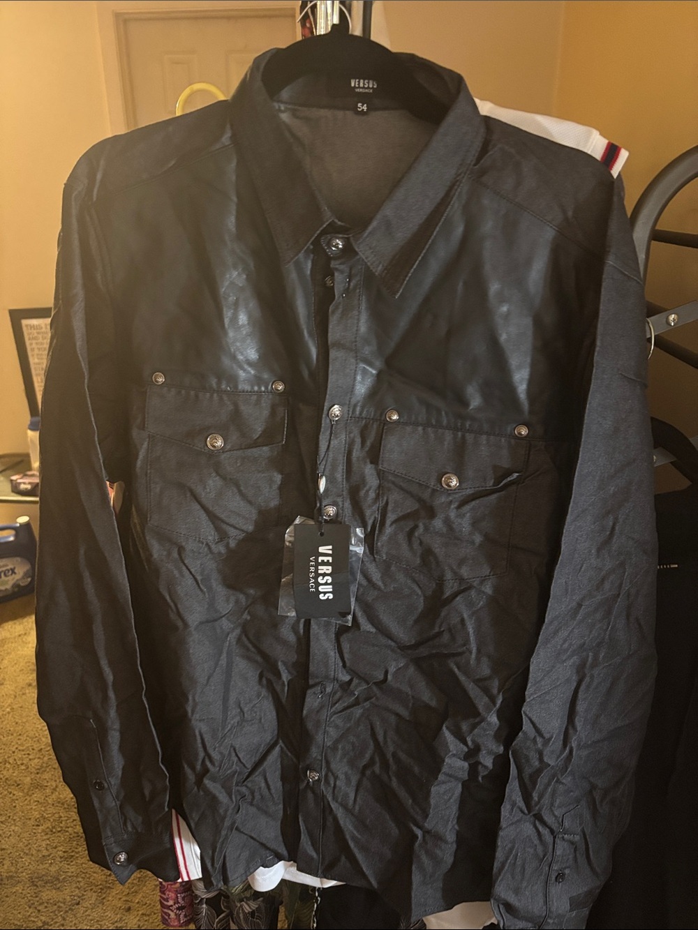 Versus Versace Black Mixed-Material Men’s Shirt Jacket